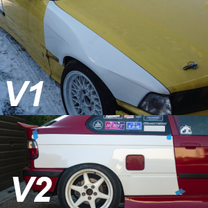 BMW E36 Compact Overfenders Set: Front V1 +35mm / Rear V2 +50mm