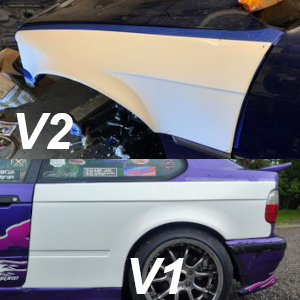 BMW E36 Compact Overfenders Set: Front V2 +60mm / Rear V1 +50mm